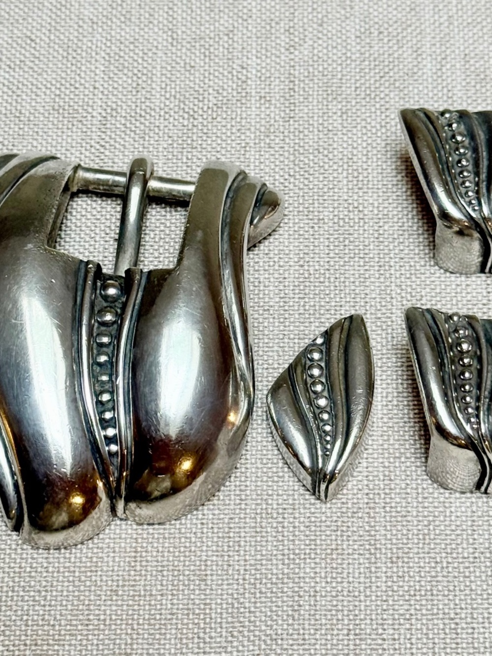 B Kieselstein Cord Sterling Silver 4 Piece Belt Buckle Set 1981 2365 78 Grams
